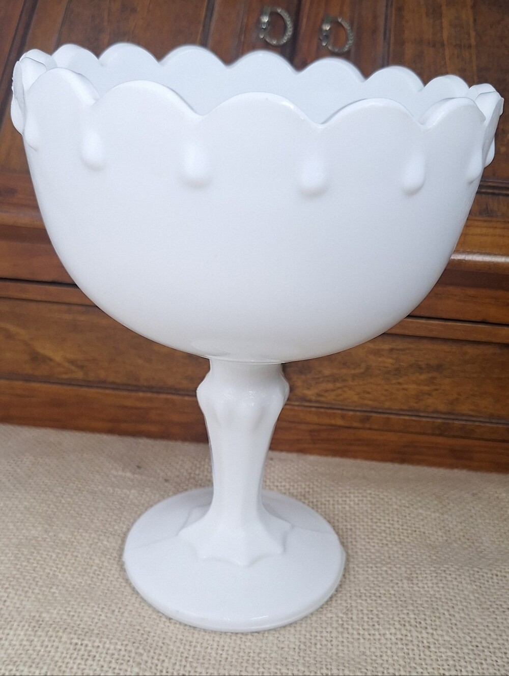 Vintage Indiana Glass, Milk Glass Pedestal Bowl